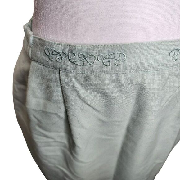 Vintage 80s Pencil Skirt Womens Size 8 Mint Green Embroidered Waist - Picture 2 of 9